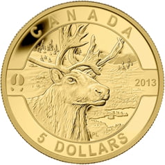 2013 $5 O Canada - The Caribou Fine Gold Coin